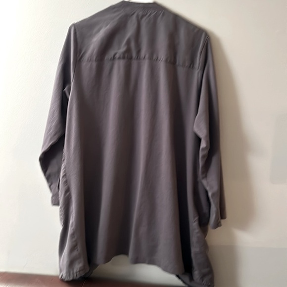 DALIA Jacket Gray  Cotton / Spandex Drawstring Open Front - Size 1X - Picture 3 of 8